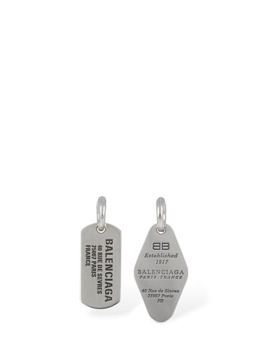 Logo Tag Brass Earrings - BALENCIAGA - Modalova