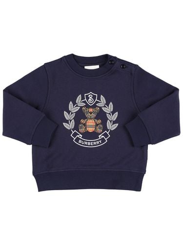 Logo Printed Cotton Sweatshirt - BURBERRY - Modalova