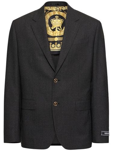 Single Breasted Wool Jacket - VERSACE - Modalova