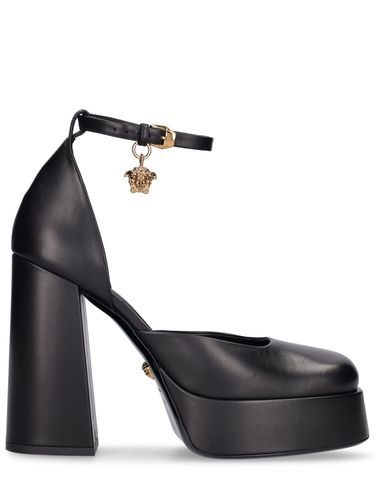 Mm Leather Platform Pumps - VERSACE - Modalova