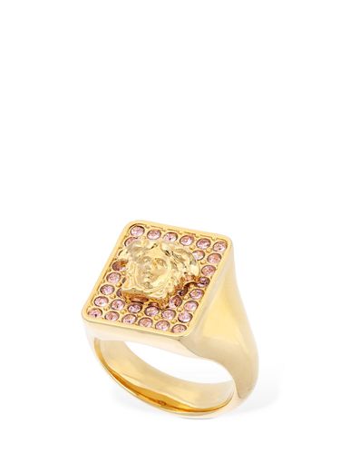 Medusa Tiles Crystal Square Ring - VERSACE - Modalova