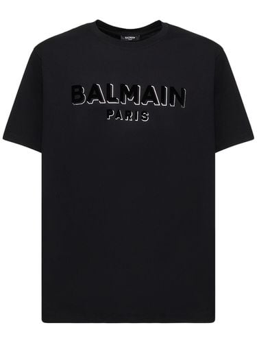 Flocked & Foiled Logo T-shirt - BALMAIN - Modalova