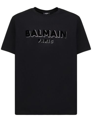 T-shirt Con Logo Floccato - BALMAIN - Modalova