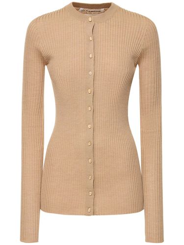 Rib Knit Wool & Silk Cardigan - JIL SANDER - Modalova