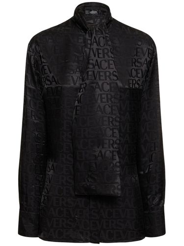 Logo Jacquard Silk Twill Shirt W/scarf - VERSACE - Modalova