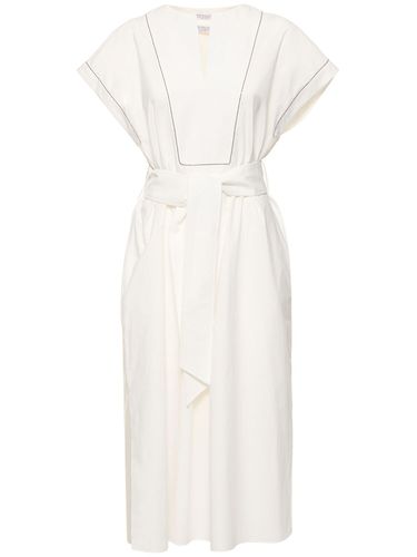 Belted Cotton Poplin Midi Dress - BRUNELLO CUCINELLI - Modalova