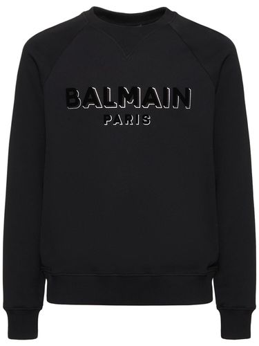 Flocked & Foiled Logo Sweatshirt - BALMAIN - Modalova