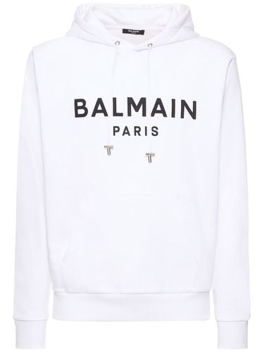 Logo Printed Cotton Hoodie - BALMAIN - Modalova