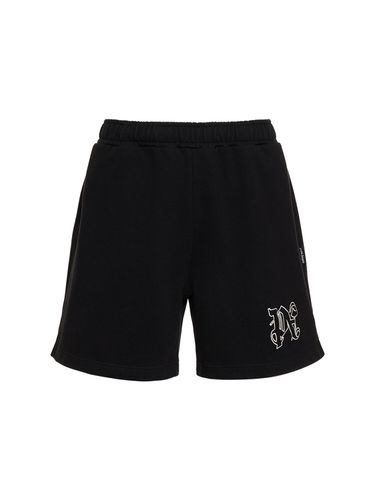 Monogram Cotton Sweat Shorts - PALM ANGELS - Modalova