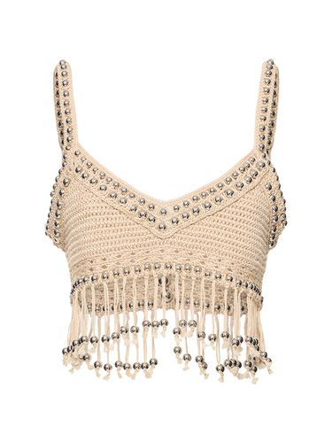 Cotton Crochet Fringed Crop Top - RABANNE - Modalova