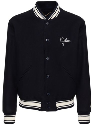 Compact Wool Blend Bomber Jacket - GOLDEN GOOSE - Modalova