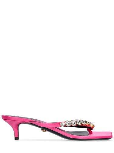 Mm Embellished Satin Sandals - VERSACE - Modalova