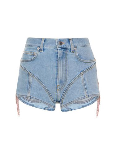 Lvr Exclusive Fringed Denim Shorts - MUGLER - Modalova