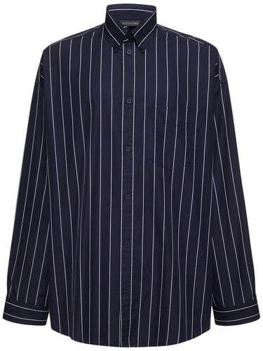 Striped Oversized Cotton Blend Shirt - BALENCIAGA - Modalova