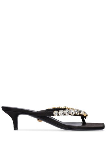 Mm Embellished Satin Sandals - VERSACE - Modalova