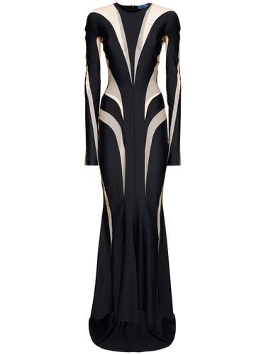 Lycra Gown W/sheer Tulle Inserts - MUGLER - Modalova