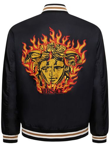 Embroidered Bomber Jacket - VERSACE - Modalova