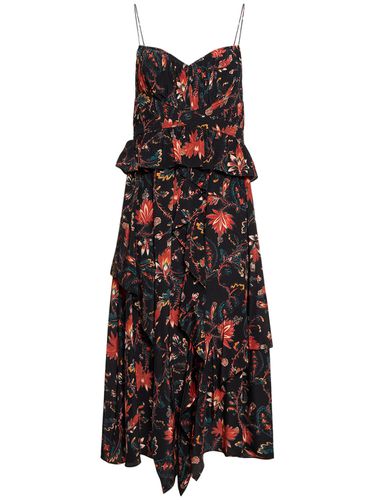 Renata Ruffled Silk Long Dress - ULLA JOHNSON - Modalova