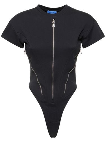 Zipped Cotton Jersey Bodysuit - MUGLER - Modalova