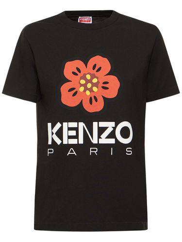 Printed Logo Loose Cotton Jersey T-shirt - KENZO PARIS - Modalova