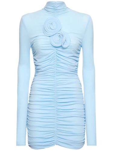 Ruched Jersey Mini Dress W/roses - MAGDA BUTRYM - Modalova