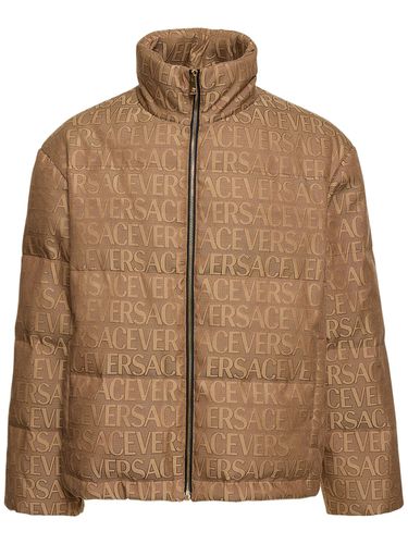 Monogram Cotton Blend Down Jacket - VERSACE - Modalova