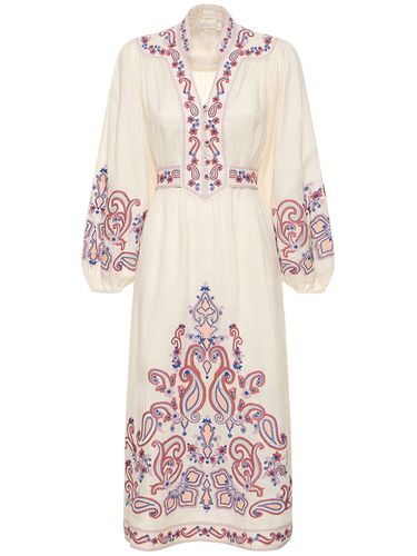 Devi Embroidered Linen Midi Dress - ZIMMERMANN - Modalova