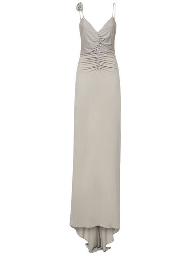 Ruched Jersey Long Slip Dress W/roses - MAGDA BUTRYM - Modalova