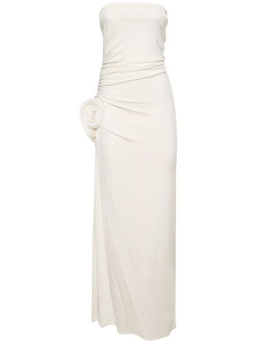 Draped Jersey Long Dress W/roses - MAGDA BUTRYM - Modalova