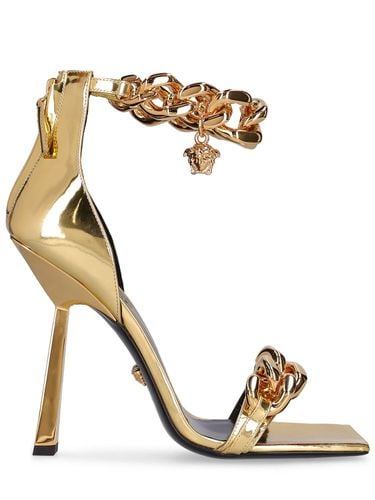 Mm Metallic Leather Sandals - VERSACE - Modalova