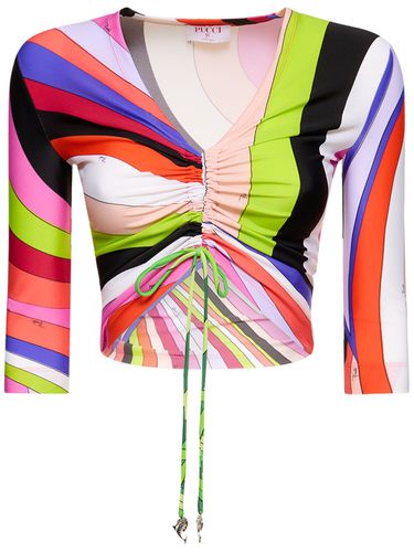 Crop Top Iride In Lycra Stampata - PUCCI - Modalova