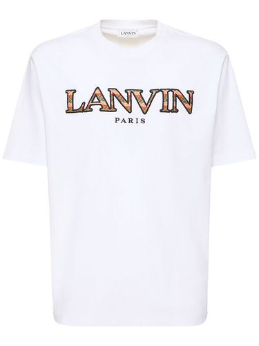 Curb Logo Embroidery Cotton T-shirt - LANVIN - Modalova