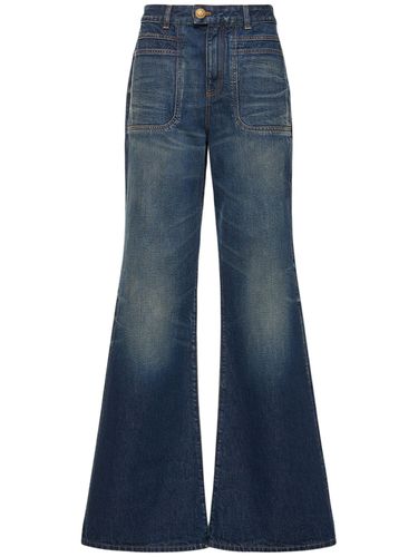 High Rise Flared Denim Jeans - BALMAIN - Modalova