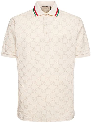 Stretch Cotton Blend Piqué Polo Shirt - GUCCI - Modalova