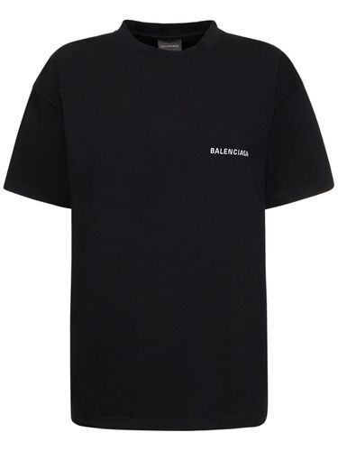 Medium Fit Embroidered Cotton T-shirt - BALENCIAGA - Modalova