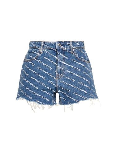 Bite Logo Cotton Denim Shorts - ALEXANDER WANG - Modalova