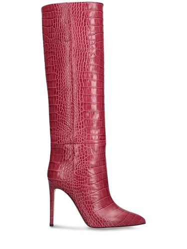 Mm Croc Embossed Leather Tall Boots - PARIS TEXAS - Modalova