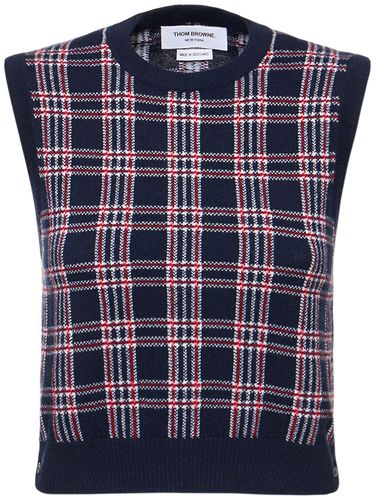 Checked Cashmere Knit Cropped Vest - THOM BROWNE - Modalova