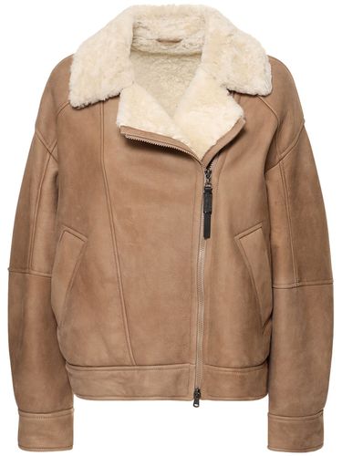 Shearling Leather Jacket W/ Zip - BRUNELLO CUCINELLI - Modalova