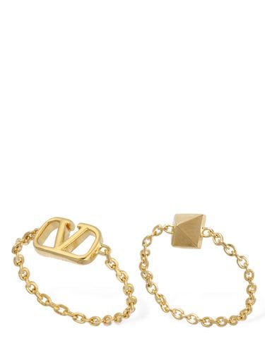 Set Of 2 Mini V Logo Signature Rings - VALENTINO GARAVANI - Modalova