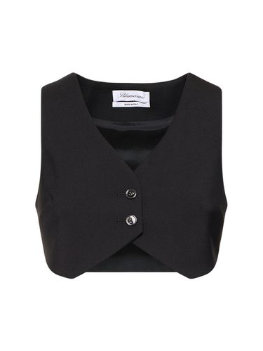 Wool Crepe Cropped Vest W/ Buttons - BLUMARINE - Modalova