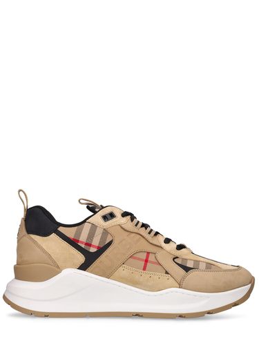 Sean Check & Leather Low Top Sneakers - BURBERRY - Modalova