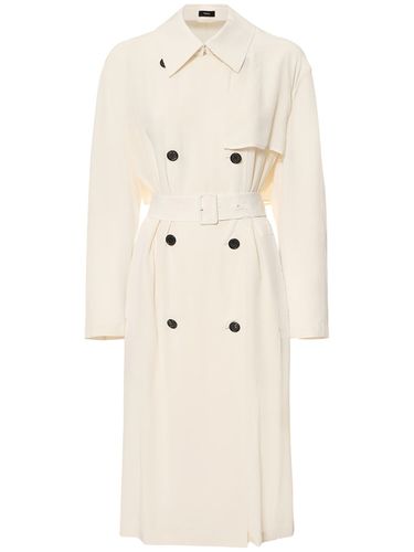 Double Breasted Viscose Trench Coat - THEORY - Modalova