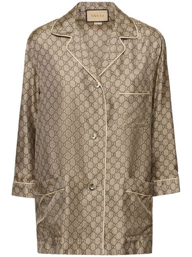 Gg Supreme Printed Silk Shirt - GUCCI - Modalova