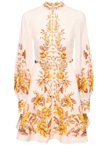 Vacay Printed Buttoned Linen Mini Dress - ZIMMERMANN - Modalova