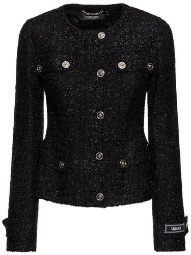 Lurex Tweed Collarless Jacket - VERSACE - Modalova