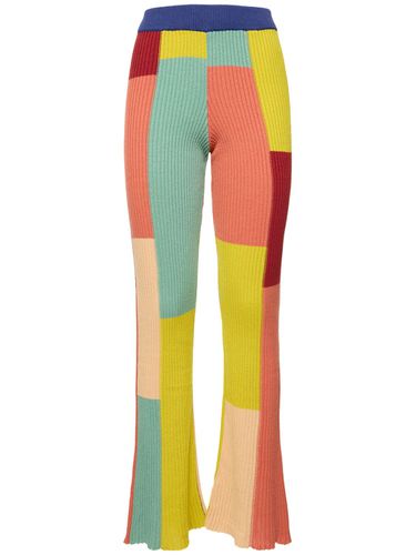 Color Block Flared Cotton Pants - THE ELDER STATESMAN - Modalova