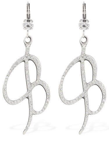 Crystal B Logo Drop Earrings - BLUMARINE - Modalova