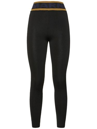 Stretch Viscose Logo Skinny Leggings - MARNI - Modalova