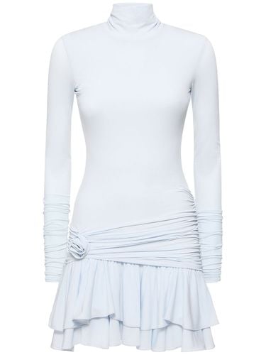 Jersey Turtleneck Draped Mini Dress - BLUMARINE - Modalova